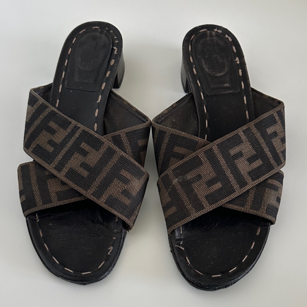 Fendi Women's Zucca heeled slides - Picture 2 of 6